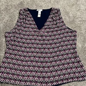 White House Black Market Pink and Black Geometric Blouse